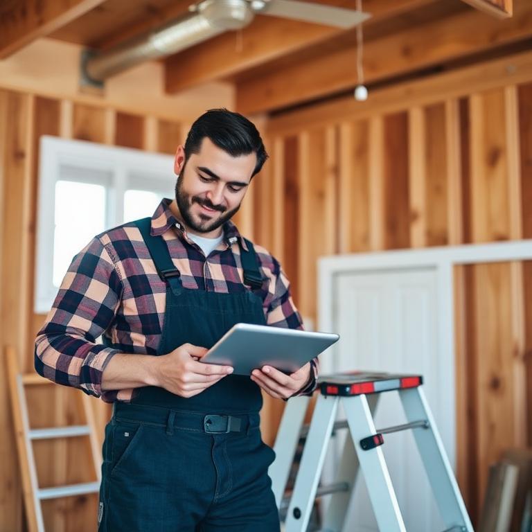 Contractor reviewing project